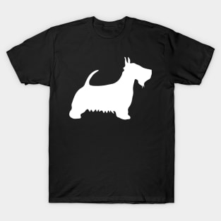 Scottish Terrier Dog Silhouette - White T-Shirt